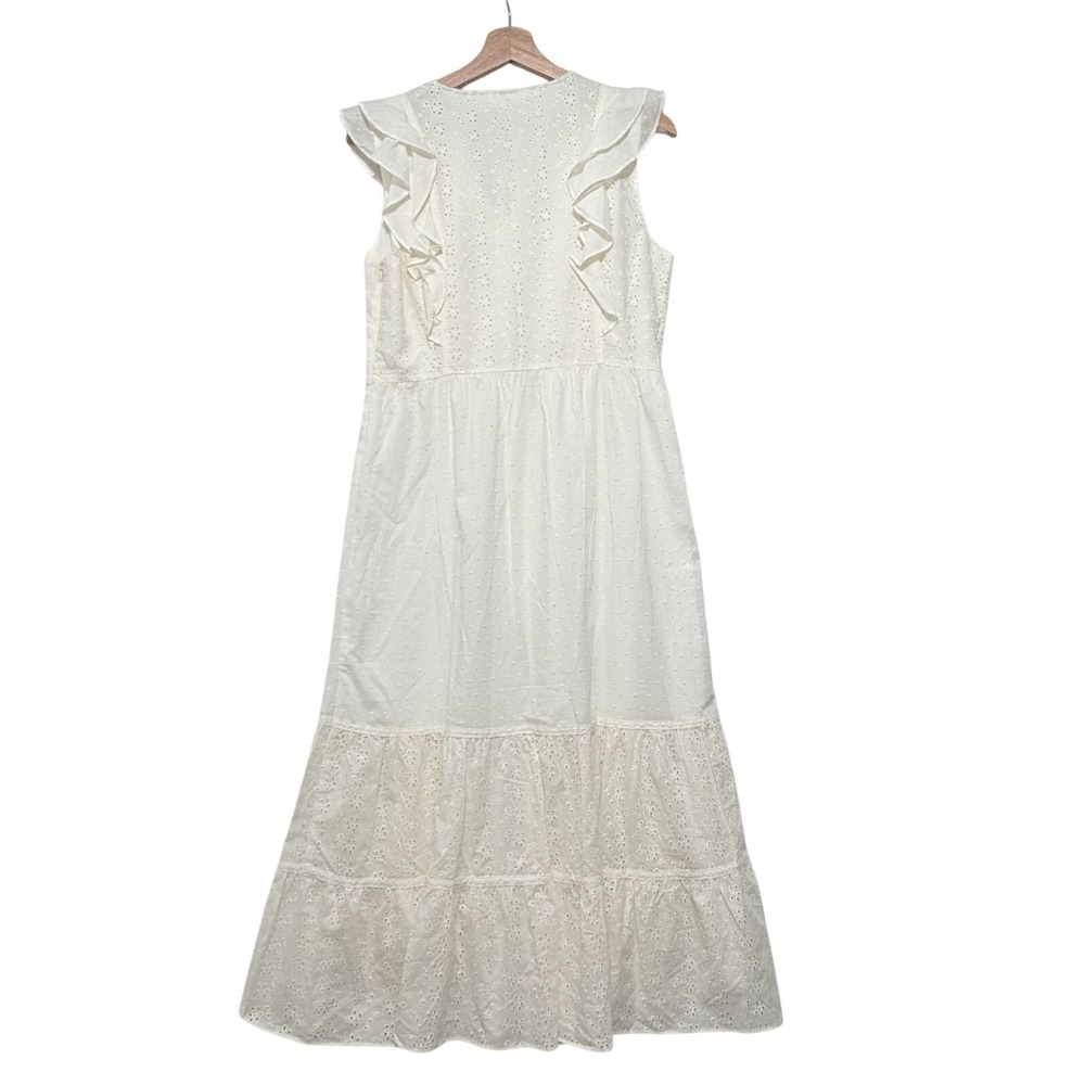 Matilda Jane Joanna Gaines Sweet Dress Eyelet Prairie Ruffles Midi Cream Boho M - Picture 5 of 11